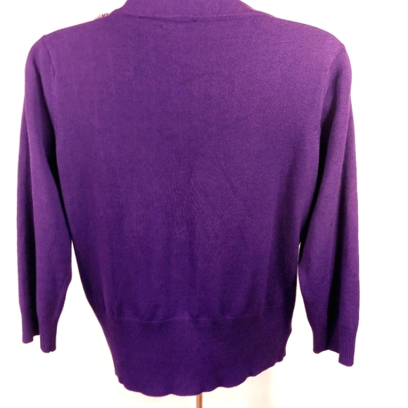 Cyrus Plum Button-Up Cropped Cardigan Roses Medium - Picture 3 of 10